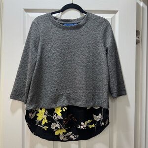 Gray and Black Floral Top